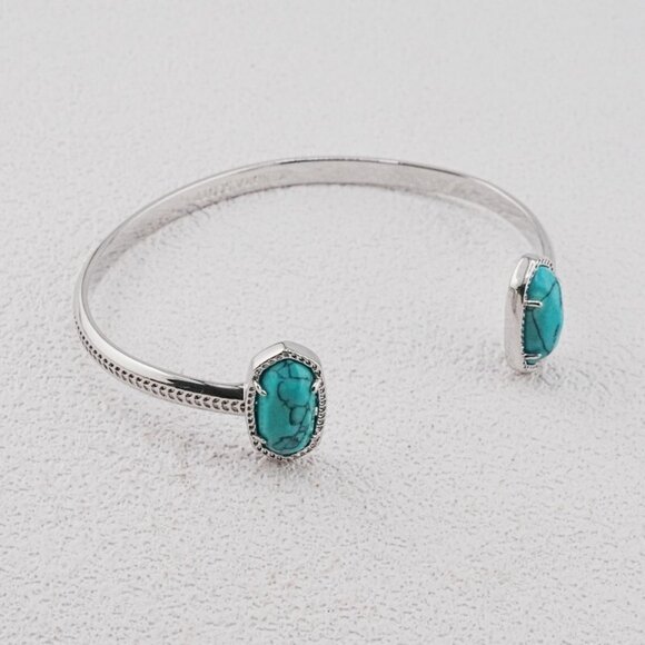 Kendra Scott Oval Blue Cracked Turquoise Bangle - Picture 1 of 1